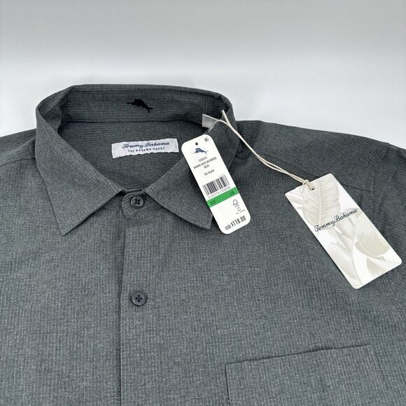 NWT Tommy Bahama Coast Heathred 023-Black Button Down Shirt Men's L $118 - Picture 2 of 6
